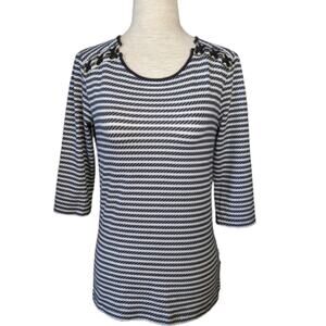 Ann Klein Black & White 3/4 Sleeve Top Sz S